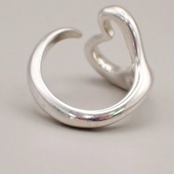 Tiffany & Co. Logo Open Heart Ring US #6 Silver 925 Elsa Peretti 09YH738 - Picture 9 of 9